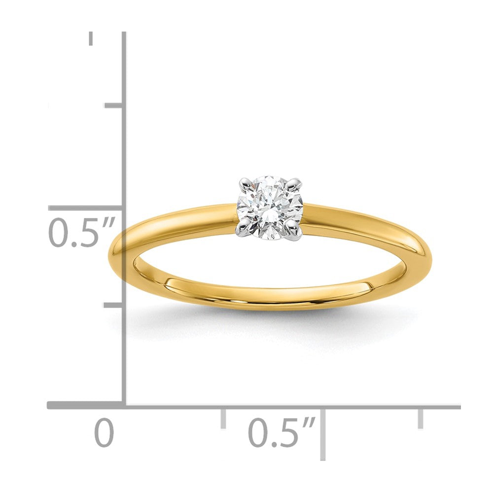 14K Two-Tone Gold 1/4 carat Certified Lab Grown Diamond VS+ F+ Round Complete Solitaire Engagement Ring