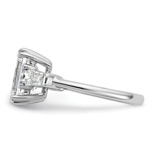 14K White Gold 3 3/4 carat Lab Grown Diamond VS+ F+ Complete Emerald and Tapered Baguette Engagement Ring