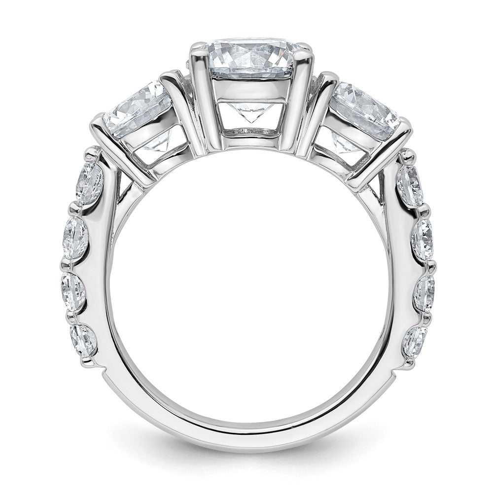 14K White Gold 5 carat Certified Lab Grown Diamond VS/SI+ G+ Round Complete Three Stone Engagement Ring