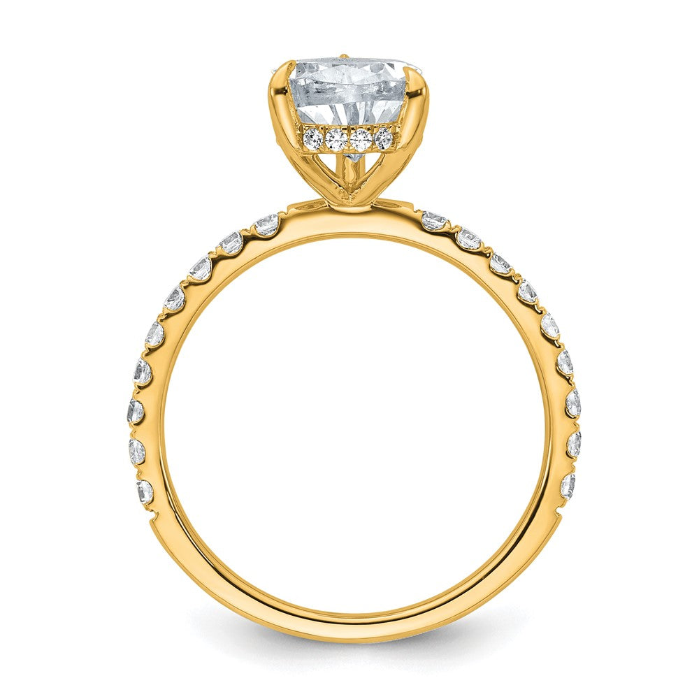 14K Yellow Gold 2 5/8 carat Certified Lab Grown Diamond VS/SI+ G+ Pear Complete Solitaire with Flair Engagement Ring