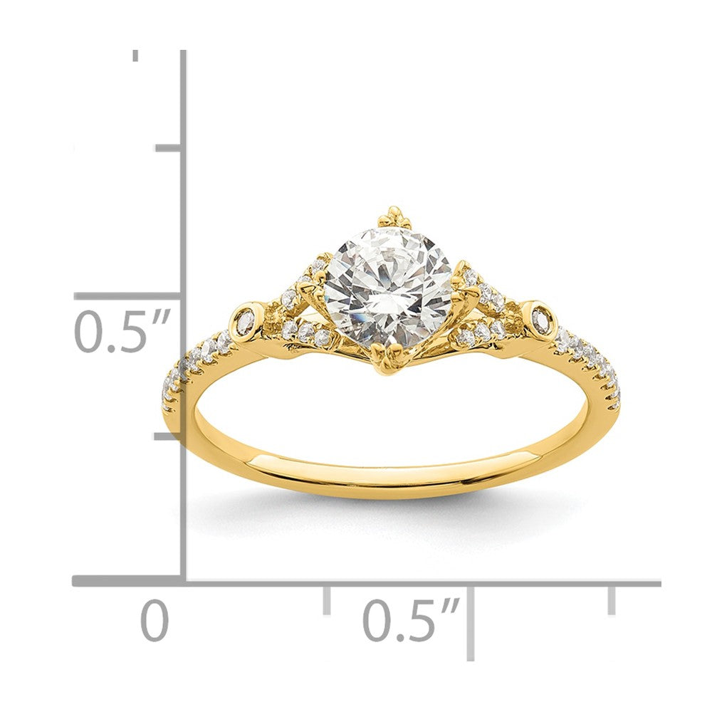 14K Yellow Gold (Holds 3/4 carat (5.8mm) Round Center) 1/8 carat Diamond Semi-Mount Engagement Ring