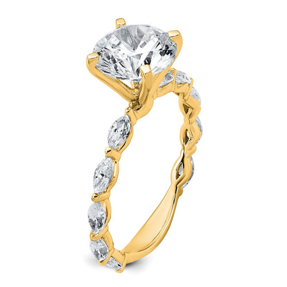 True Origin 14K Yellow Gold 5/8 carat Lab Ground Diamond VS+ F+ Semi-Mount Round Engagement Ring