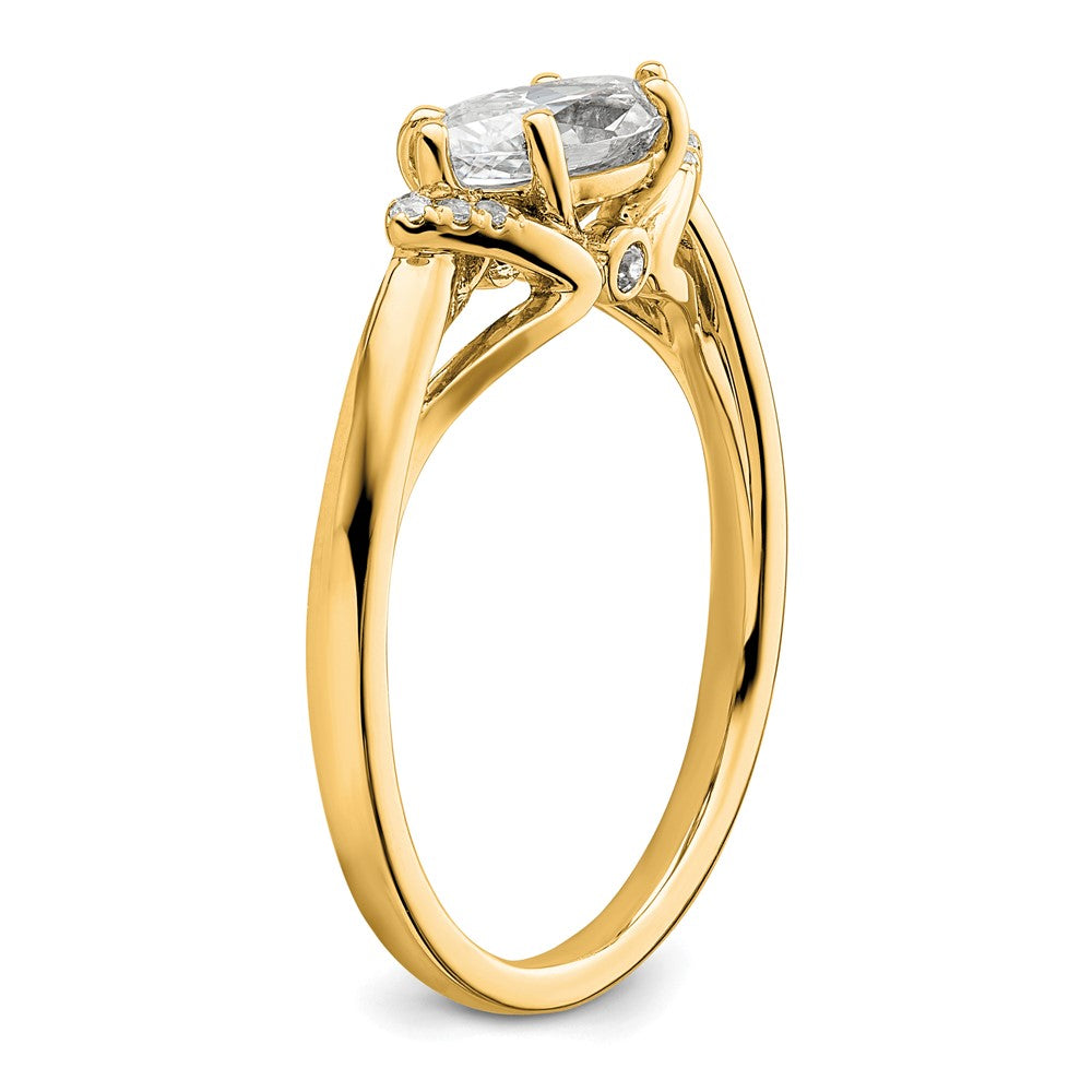 14K Yellow Gold 1/20 carat Lab Grown Diamond VS/SI+ G+ 1 carat Center East-West Marquise Semi Mount Engagement Ring