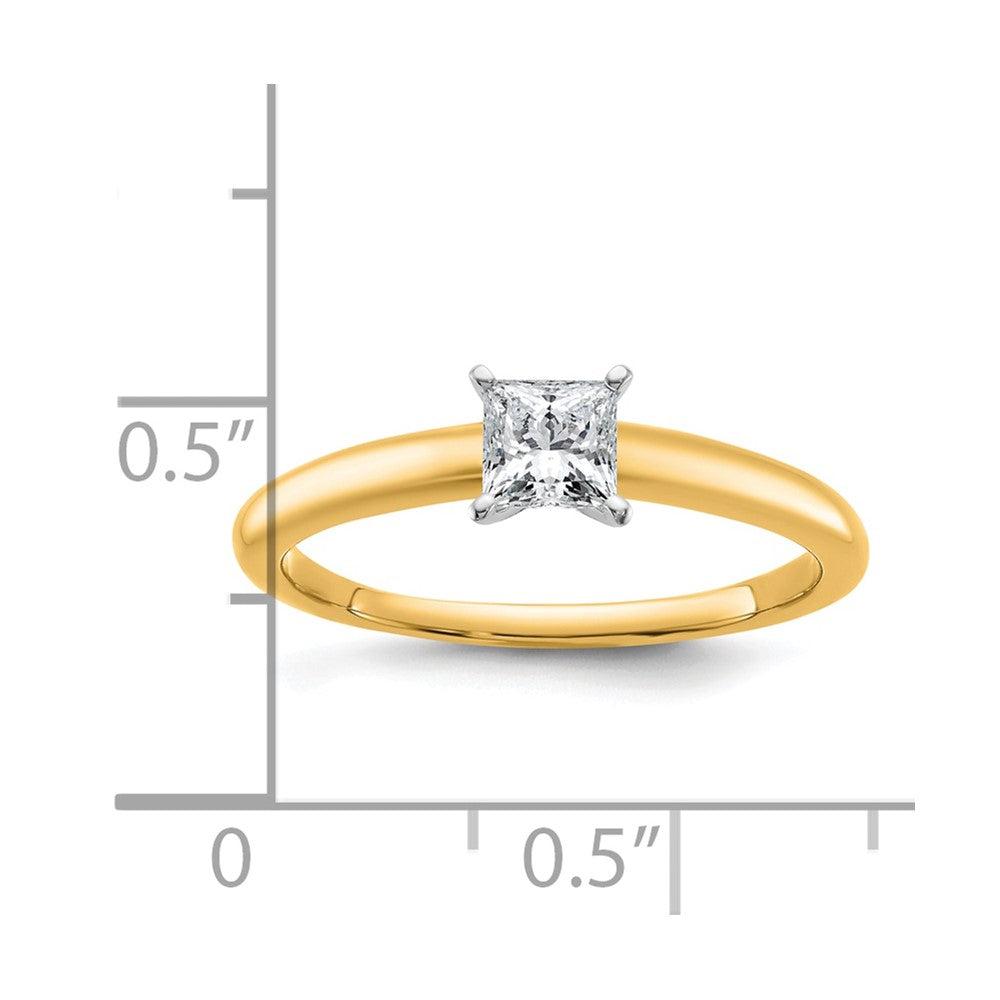 14K Two-Tone Gold Two-tone 1/2 carat Certified Lab Grown Diamond VS+ F+ Princess Complete Solitaire Engagement Ring