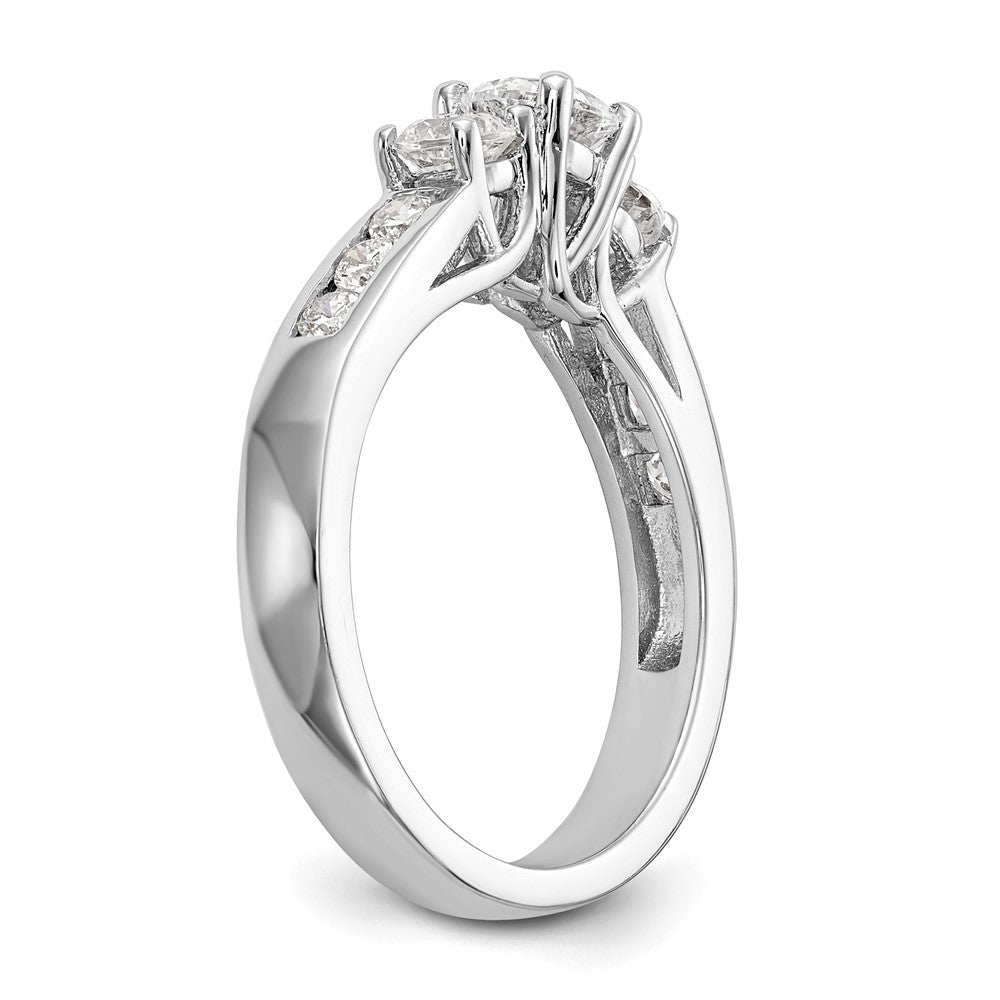 14K White Gold 1 1/2 carat Lab Grown Diamond VS/SI+ G+ Round Complete Three Stone Engagement Ring