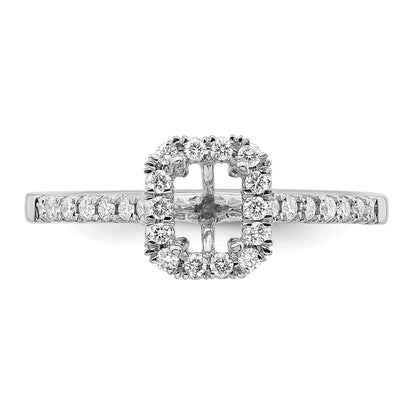 True Origin 14K White Gold 1/4 carat Lab Grown Diamond VS+ F+ Semi-Mount Emerald Halo Engagement Ring