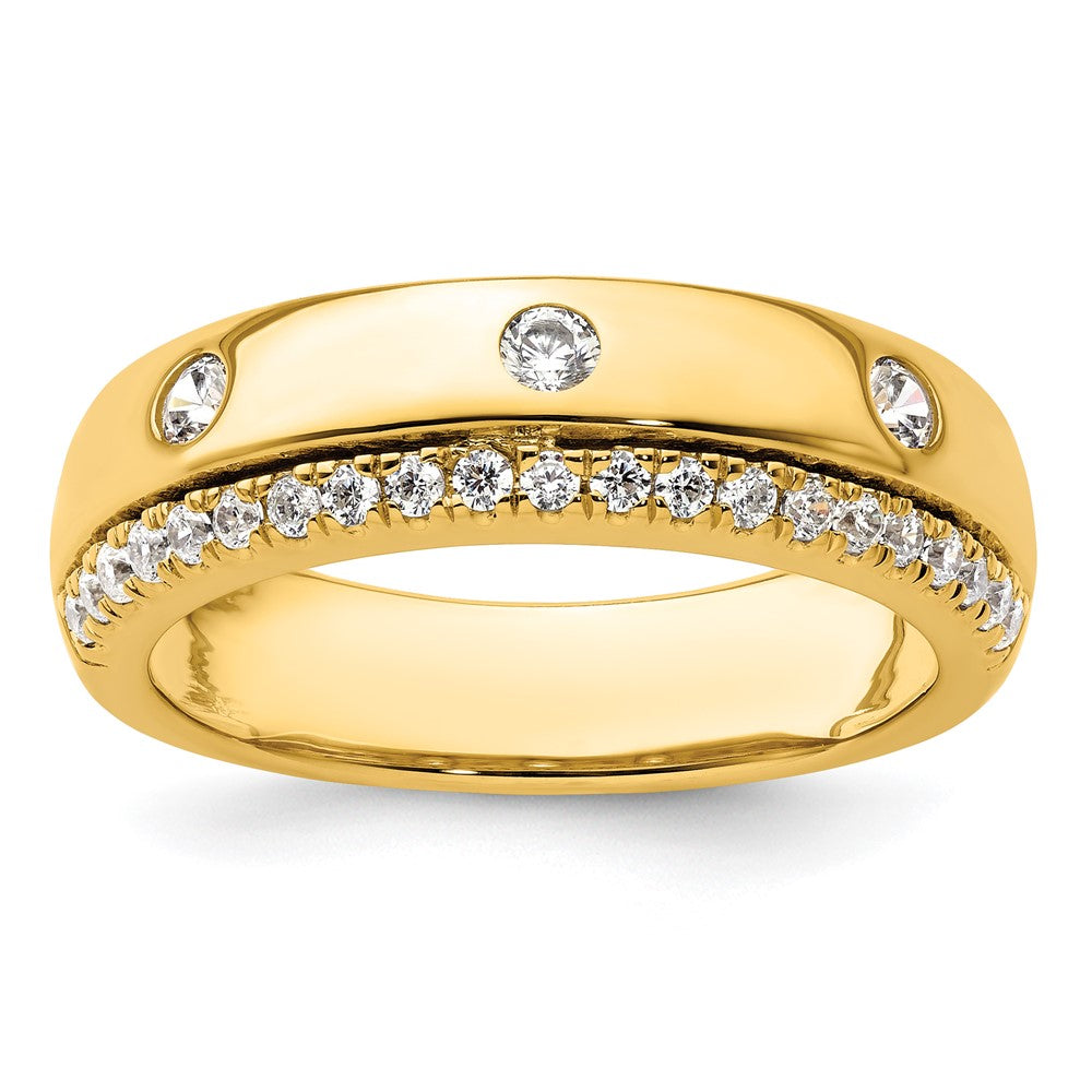True Origin 14K Yellow Gold Men's 1/2 carat Lab Grown Diamond VS+ F+ Complete Wedding Band Ring