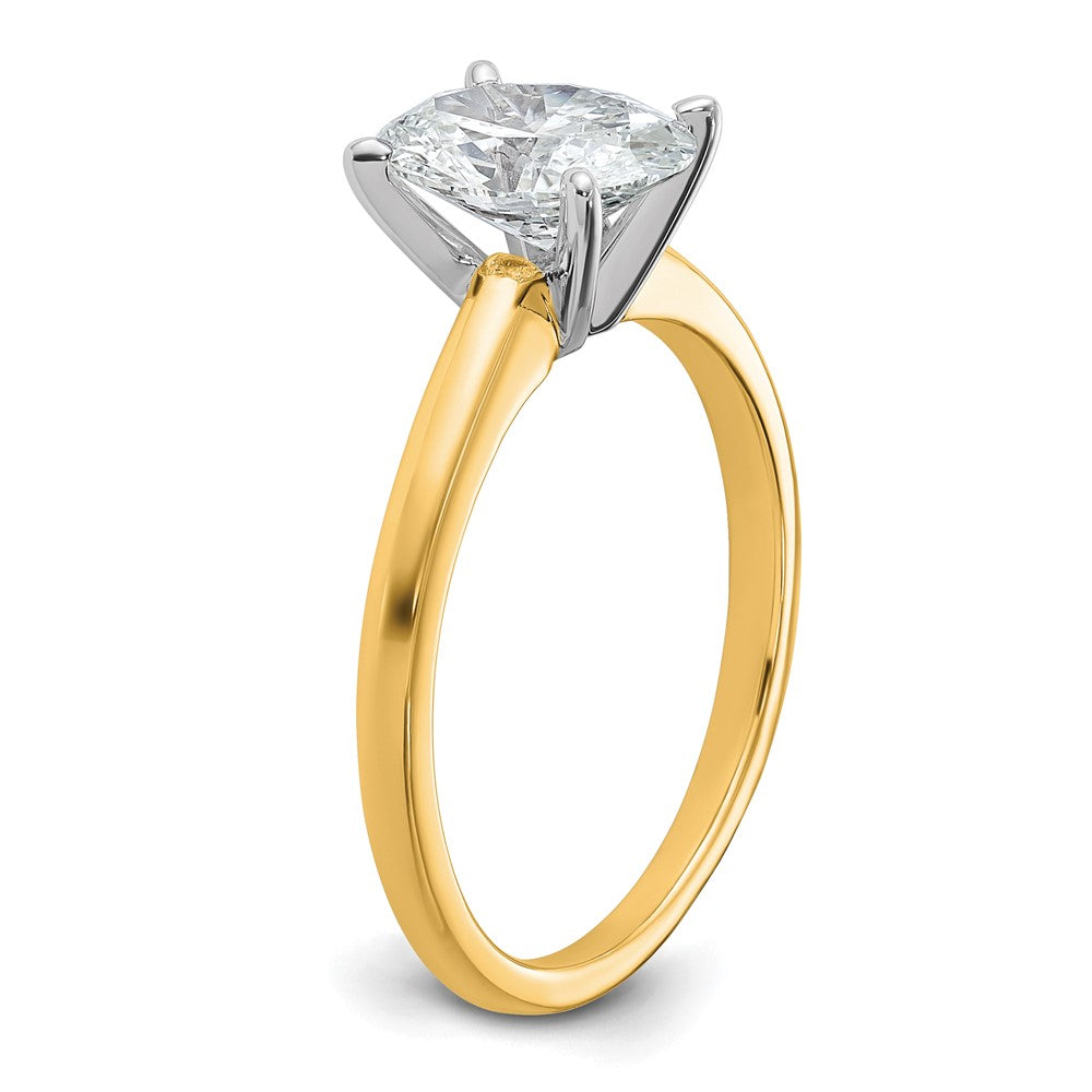 14K Two-Tone Gold 1 1/2 carat Lab Grown Diamond VS+ F+ Oval Complete Solitaire Engagement Ring