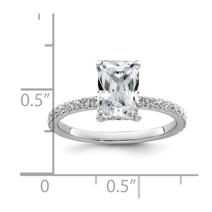 14K White Gold 2 carat Certified Lab Grown Diamond VS/SI+ G+ Radiant Complete Solitaire with Flair Engagement Ring