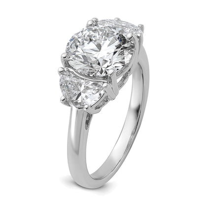 14K White Gold 4 carat Certified Lab Grown Diamond VS+F+ Round Complete Three Stone Engagement Ring