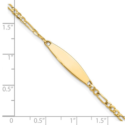 14K Yellow Gold Polished Solid Chain/Solid Plate Figaro Link 24.6x5.5mm Plate 8 Inch ID Bracelet