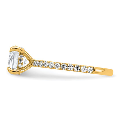 14K Yellow Gold 2 carat Certified Lab Grown Diamond VS+ F+ Round Complete Solitaire with Flair Engagement Ring
