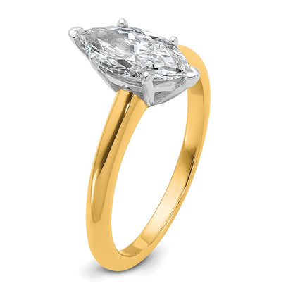 14K Two-Tone Gold Two-tone 1 carat Certified Lab Grown Diamond VS+ F+ Marquise Solitaire Complete Engagement Ring