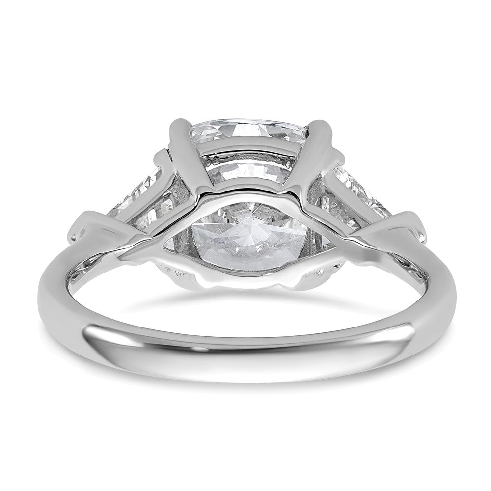 14K White Gold 1 carat Lab Grown Diamond VS/SI+ G+ Triangle 3 carat Cushion Center Semi Mount Three Stone Engagement Ring
