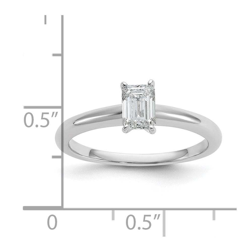 14K White Gold 1/2 carat Certified Lab Grown Diamond VS+ F+ Emerald Solitaire Complete Engagement Ring