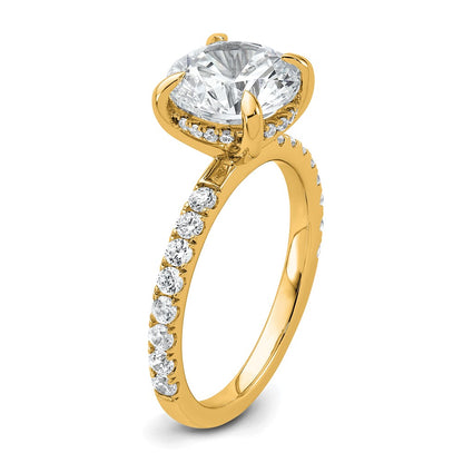 14K Yellow Gold 3 1/2 carat Certified Lab Grown Diamond VS+ F+ Round Complete Solitaire with Flair Engagement Ring