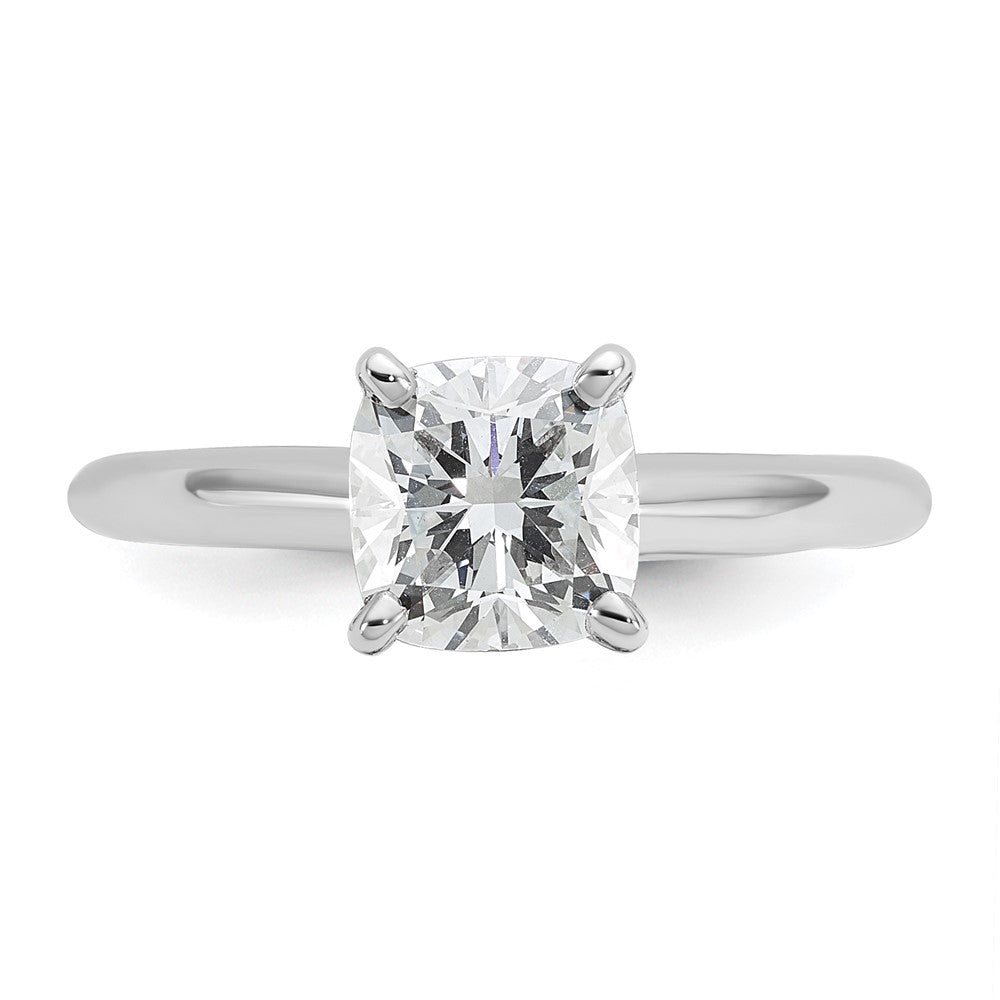 14K White Gold 1 1/2 carat Certified Lab Grown Diamond VS+ F+ Cushion Complete Solitaire Engagement Ring