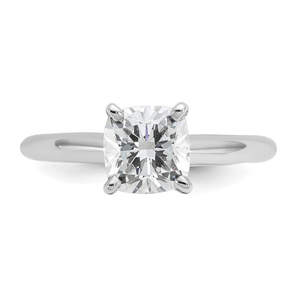 14K White Gold 1 1/2 carat Certified Lab Grown Diamond VS+ F+ Cushion Complete Solitaire Engagement Ring