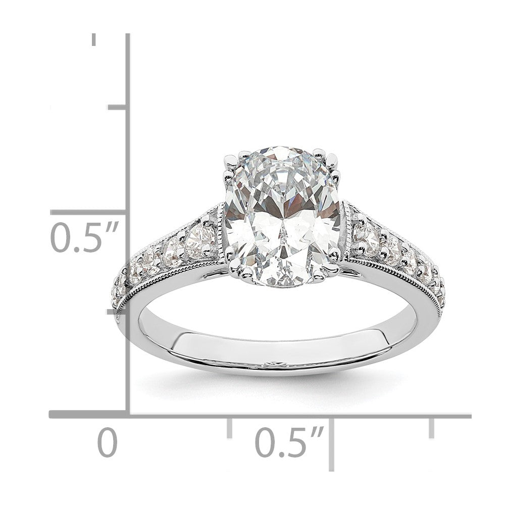 14K White Gold (Holds 1.5 carat (9.2x6.9mm) Oval Center) 1/3 carat Diamond Semi-Mount Engagement Ring