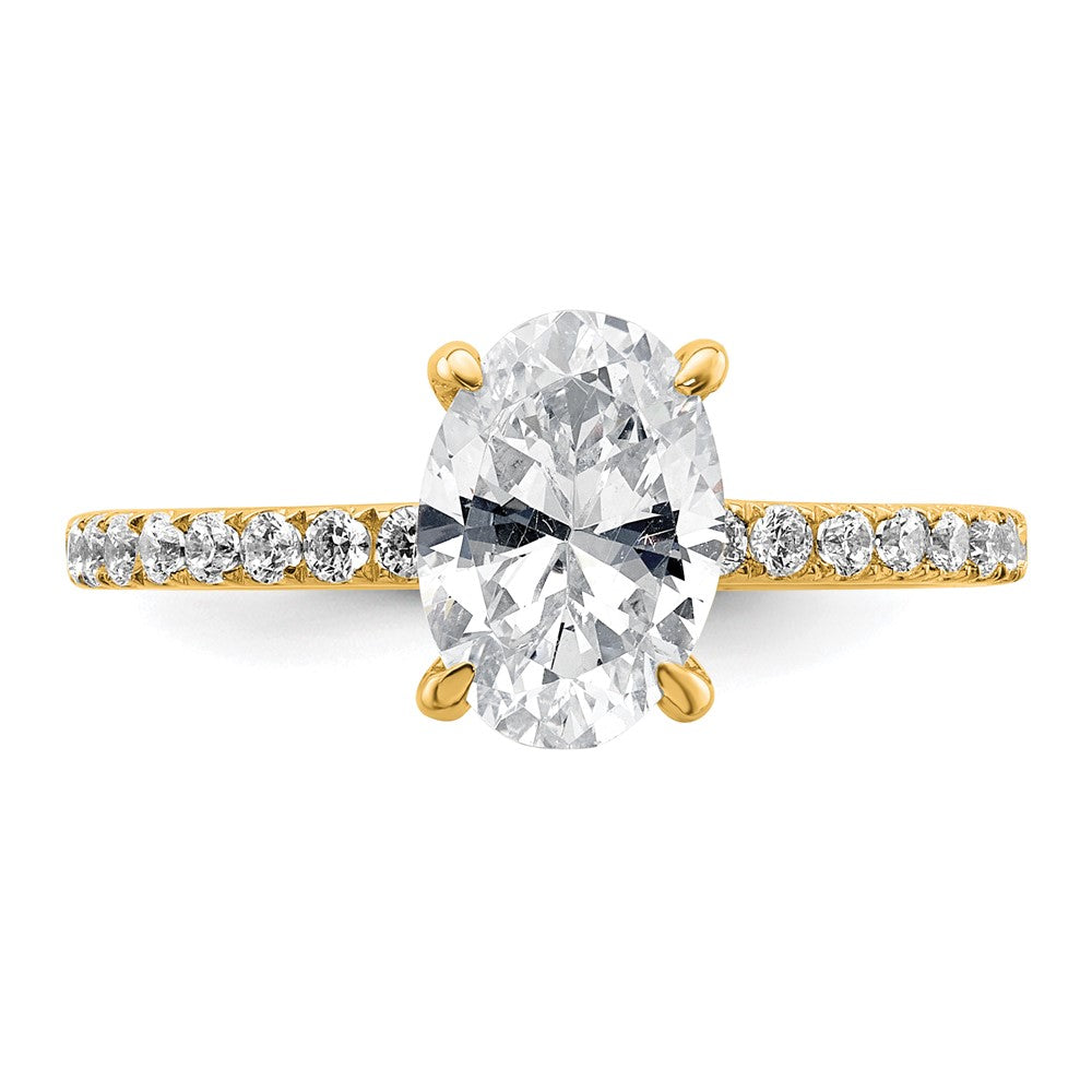 14K Yellow Gold 1 7/8 carat Certified Lab Grown Diamond VS/SI+ G+ Oval Complete Solitaire with Flair Engagement Ring