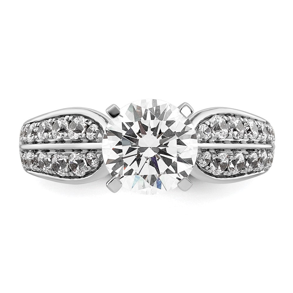14K White Gold 2 1/8 carat Lab Grown Diamond VS/SI+ G+ Round Certified Complete Engagement Ring