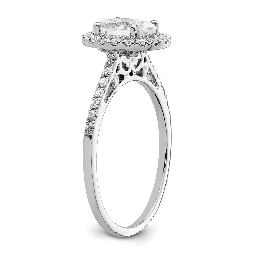 14K White Gold Halo (Holds 1.25 carat (7.5x5.5mm) Oval Center) 1/3 carat Diamond Semi-mount Engagement Ring