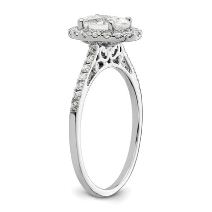 14K White Gold Halo (Holds 1.25 carat (7.5x5.5mm) Oval Center) 1/3 carat Diamond Semi-mount Engagement Ring