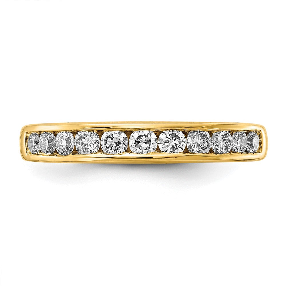 14K Yellow Gold 1/2 carat Lab Grown Diamond VS+ F+ Complete Channel Set Wedding Band Ring