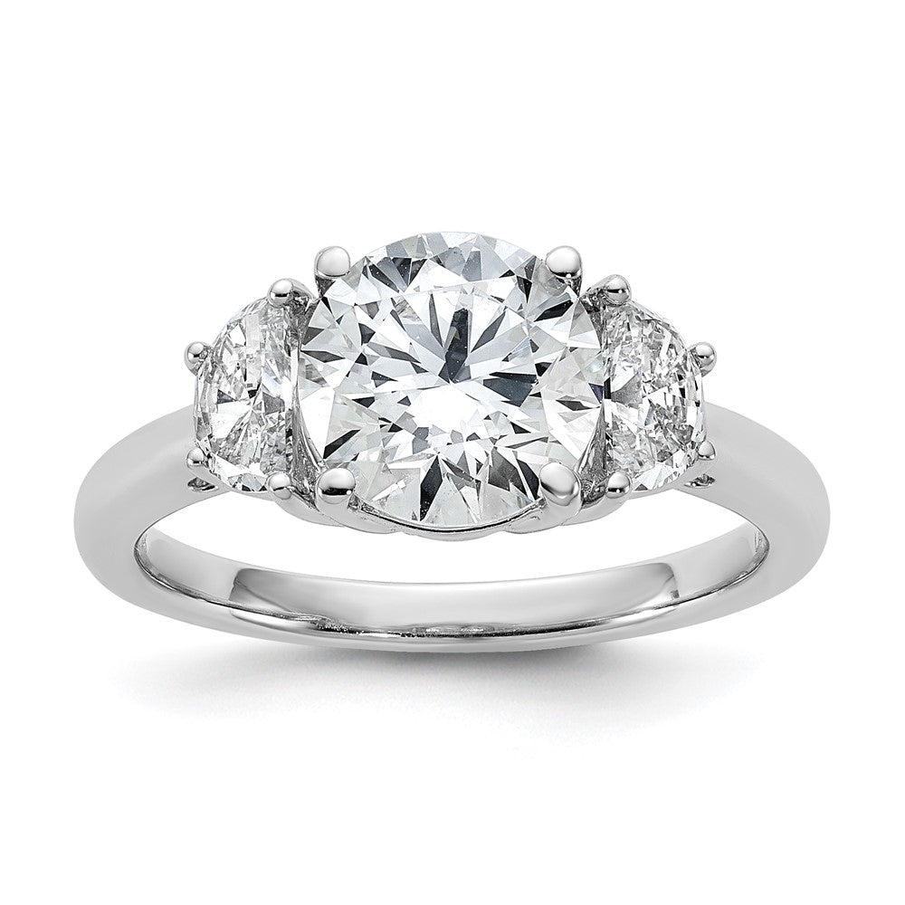 14K White Gold 2 1/2 carat Certified Lab Grown Diamond VS+F+ Round Complete Three Stone Engagement Ring