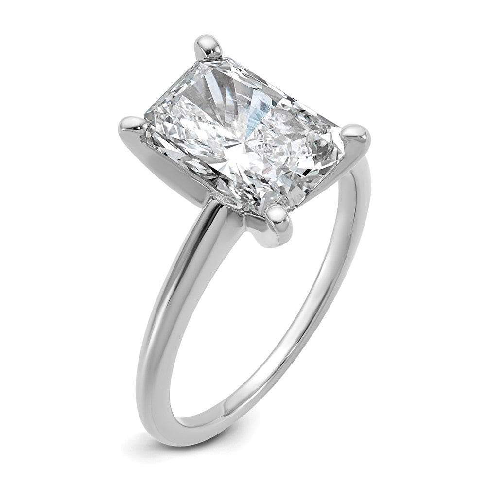 14K White Gold 3 carat Certified Lab Grown Diamond VS+ F+ Radiant Solitaire Complete Engagement Ring