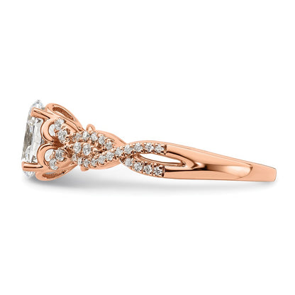 14K Rose Gold Criss-Cross (Holds 1 carat (8.00x6.1mm) Oval Center) 1/5 carat Diamond Semi-Mount Engagement Ring