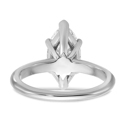 14K White Gold 2 1/2 carat Lab Grown Diamond VS+ F+ Marquise Solitaire Complete Engagement Ring