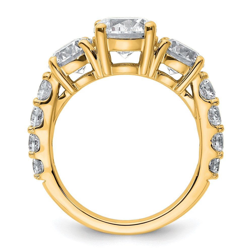 True Origin 14K Yellow Gold 4 carat Lab Grown Diamond VS+ F+ Complete Round Three Stone Ring
