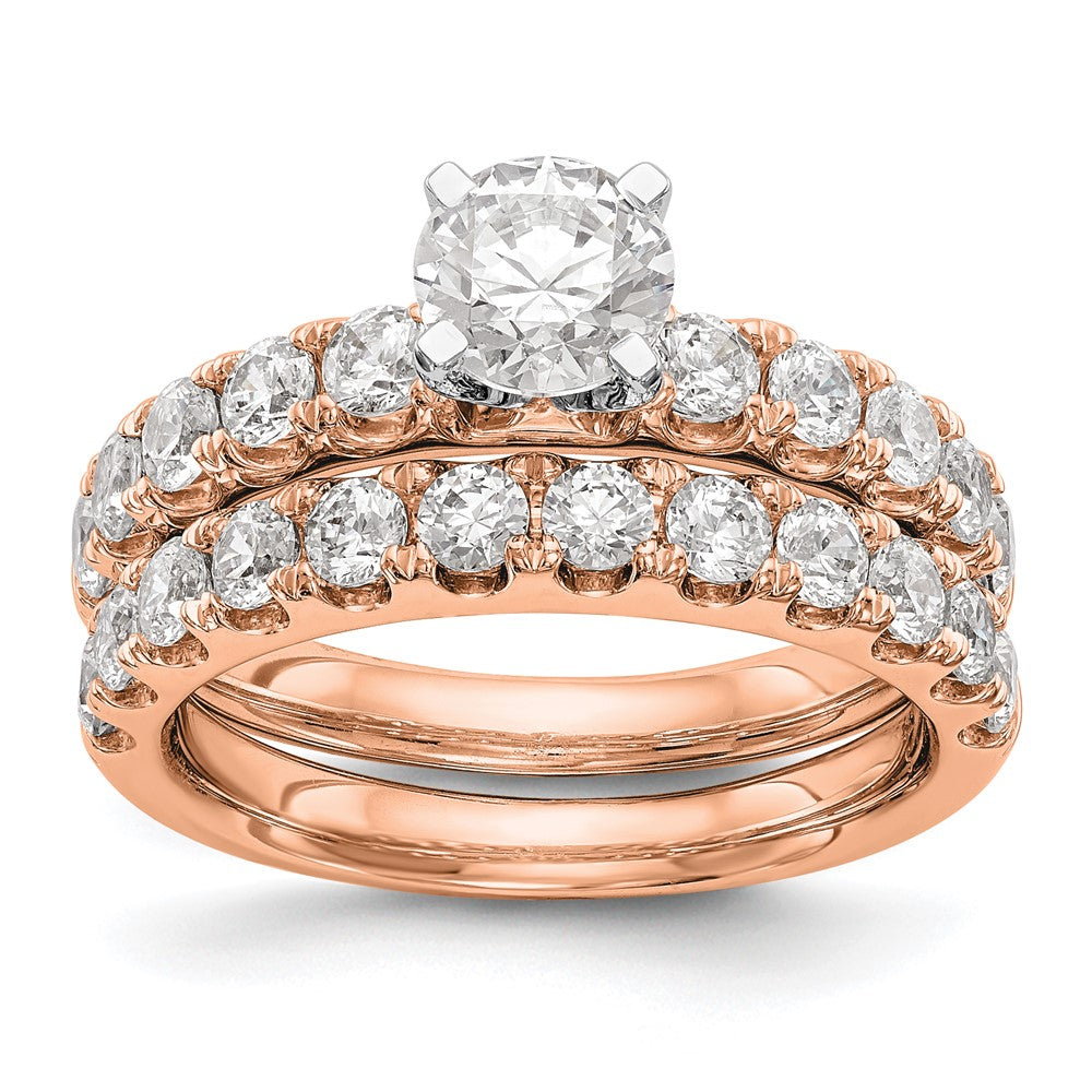 True Origin 14K Rose Gold 3/4 carat Lab Grown Diamond VS+ F+ Semi-Mount Peg Set Engagement Ring