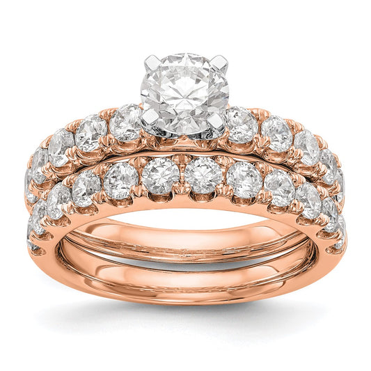 True Origin 14K Rose Gold 3/4 carat Lab Grown Diamond VS+ F+ Semi-Mount Peg Set Engagement Ring
