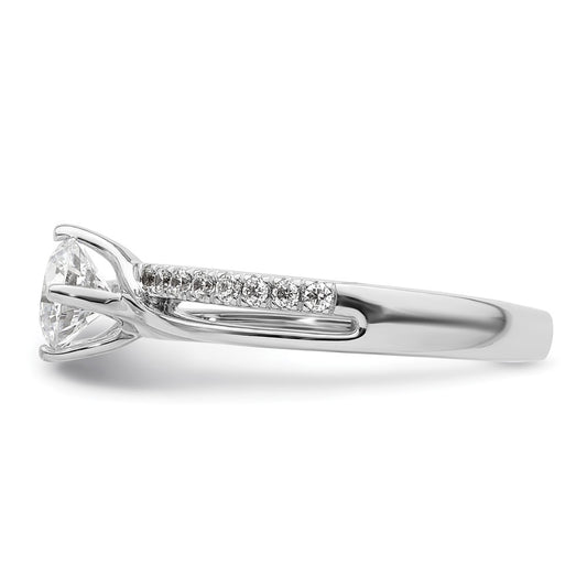14K White Gold By-Pass (Holds 3/4 carat (5.8mm) Round Center) 1/5 carat Diamond Semi-mount Engagement Ring