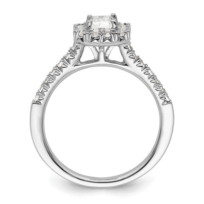 14K White Gold Halo (Holds 3/4 carat (5.7x4.5mm) Emerald-cut Center) 1/3 carat Diamond Semi-mount Engagement Ring