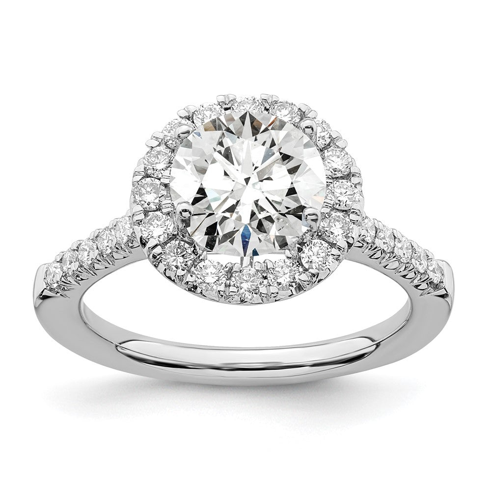 True Origin 14K White Gold 1/2 carat Lab Grown Diamond VS+ F+ Semi-Mount Round Halo Engagement Ring
