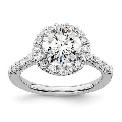 True Origin 14K White Gold 1/2 carat Lab Grown Diamond VS+ F+ Semi-Mount Round Halo Engagement Ring