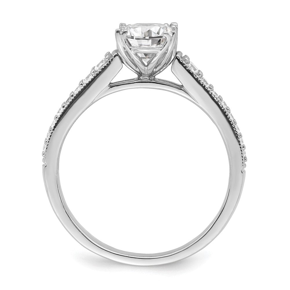 14K White Gold (Holds 1 carat (8.00x6.1mm) Oval Center) 1/5 carat Diamond Semi-Mount Engagement Ring