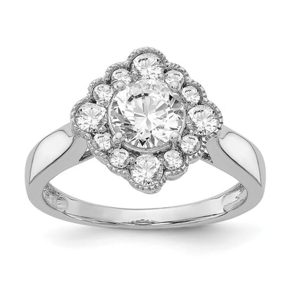 True Origin 14K White Gold 1/4 carat Lab Grown Diamond VS+ F+ Semi-Mount Round  Halo Engagement Ring