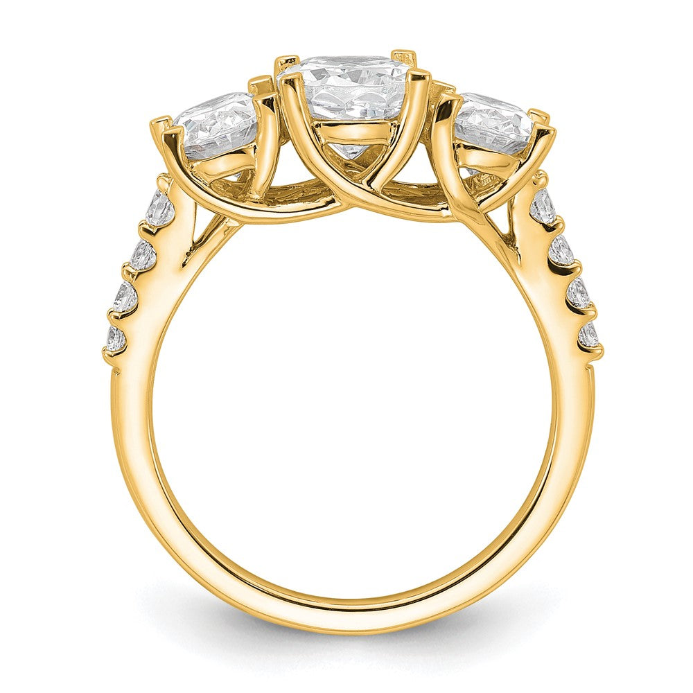 14K Yellow Gold 2 3/4 carat Lab Grown Diamond VS+ F+ Oval Complete Three Stone Engagement Ring