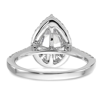 True Origin 14K White Gold 5/8 carat Lab Grown Diamond VS+ F+ Semi-Mount Pear Halo Engagement Ring