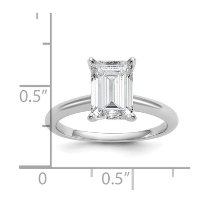 14K White Gold 2 1/2 carat Certified Lab Grown Diamond VS+ F+ Emerald Solitaire Complete Engagement Ring
