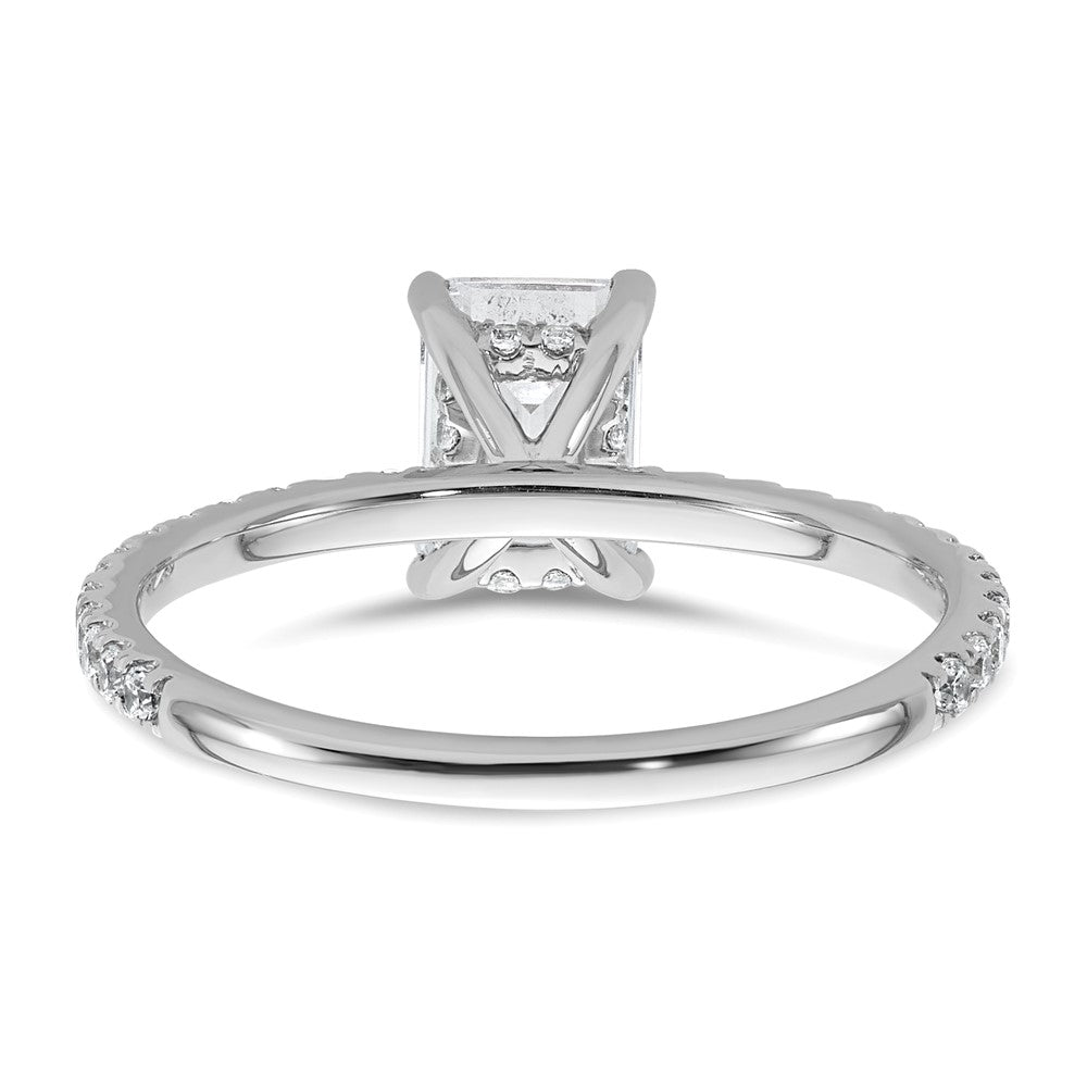 14K White Gold 1 3/8 carat Certified Lab Grown Diamond VS+ F+ Emerald Complete Solitaire with Flair Engagement Ring
