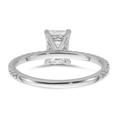14K White Gold 1 3/8 carat Certified Lab Grown Diamond VS+ F+ Emerald Complete Solitaire with Flair Engagement Ring