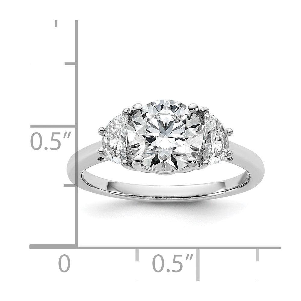 14K White Gold 2 carat Certified Lab Grown Diamond VS/SI+ G+ Round Complete Three Stone Engagement Ring