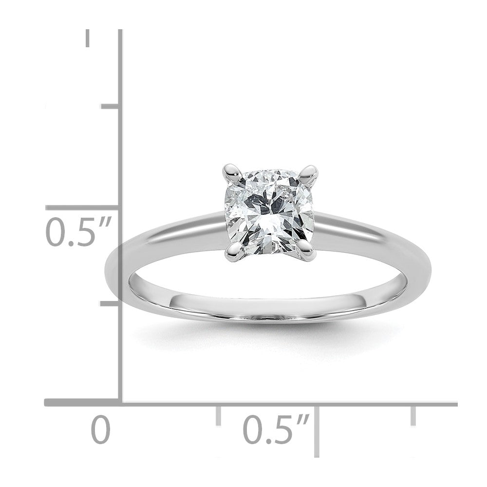 14K White Gold 3/4 carat Lab Grown Diamond VS+ F+ Cushion Complete Solitaire Engagement Ring