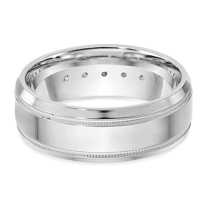 True Origin 14K White Gold 1/2 carat Lab Grown Diamond VS+ F+ Size 10 Complete Bevel Miligrain Wedding Band Ring