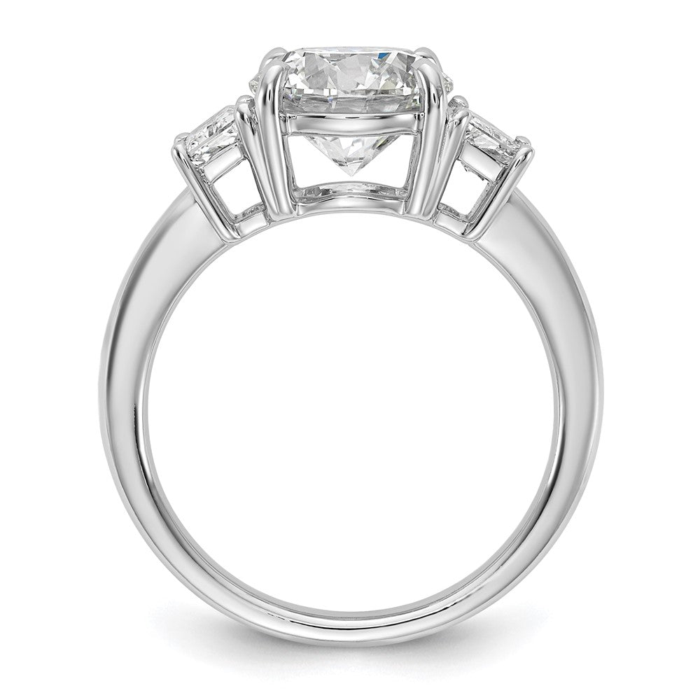 14K White Gold 3 1/2 carat Lab Grown Diamond VS+ F+ Trapezoid Sidestones Complete Engagement Ring